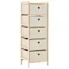 vidaXL Storage Rack with 5 Fabric Baskets Cedar Wood Beige