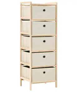 vidaXL Storage Rack with 5 Fabric Baskets Cedar Wood Beige