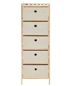vidaXL Storage Rack with 5 Fabric Baskets Cedar Wood Beige