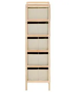 vidaXL Storage Rack with 5 Fabric Baskets Cedar Wood Beige