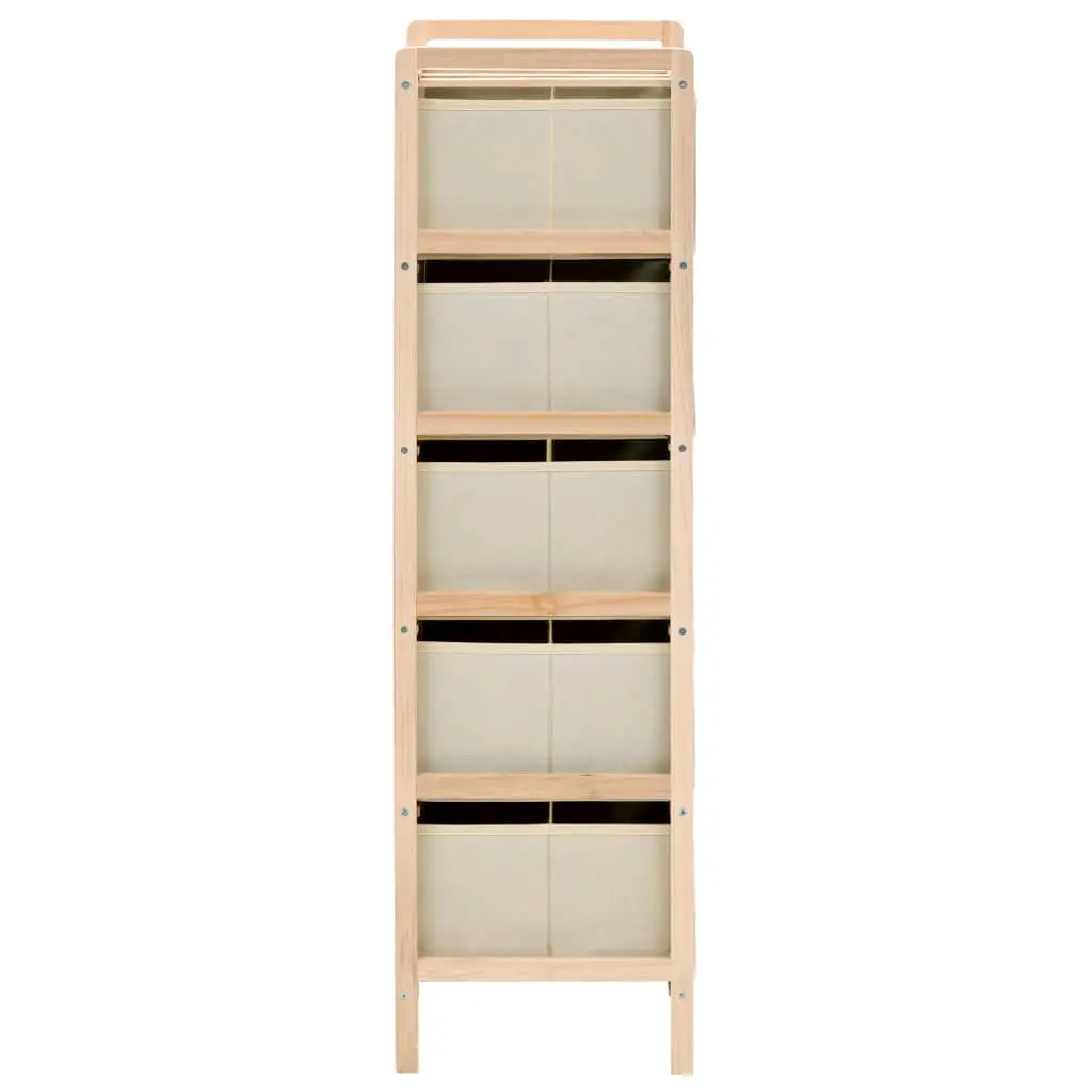 vidaXL Storage Rack with 5 Fabric Baskets Cedar Wood Beige
