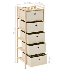 vidaXL Storage Rack with 5 Fabric Baskets Cedar Wood Beige