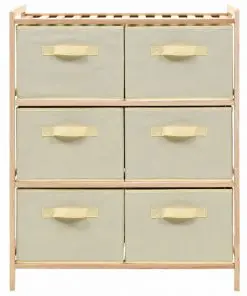vidaXL Storage Rack with 6 Fabric Baskets Cedar Wood Beige