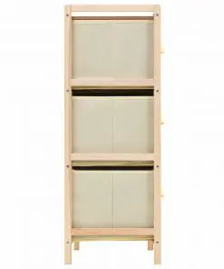 vidaXL Storage Rack with 6 Fabric Baskets Cedar Wood Beige