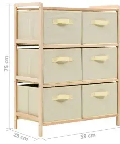 vidaXL Storage Rack with 6 Fabric Baskets Cedar Wood Beige
