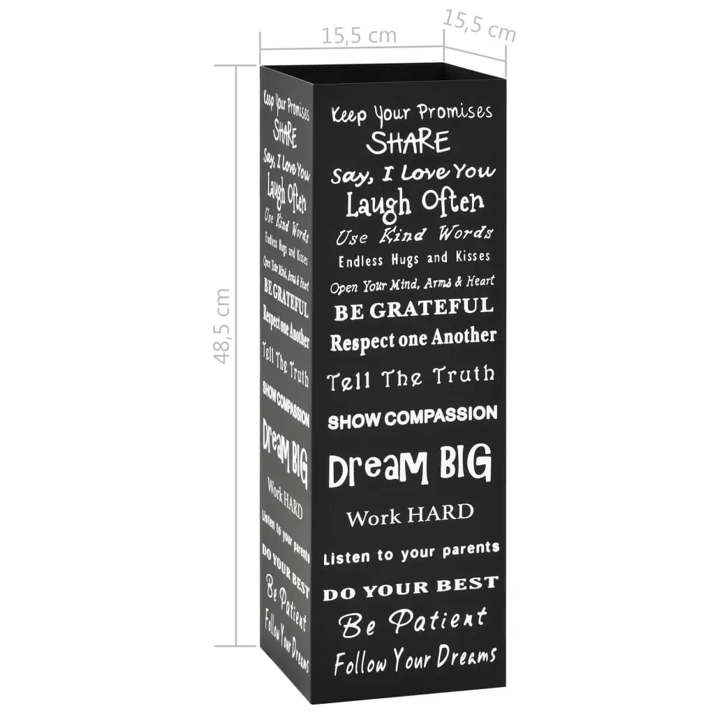 vidaXL Umbrella Stand Text Steel Black
