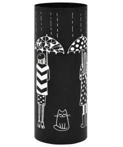 vidaXL Umbrella Stand Women Steel Black vidaXL Umbrella Stand Women Steel Black