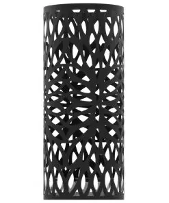 vidaXL Umbrella Stand Leaves Steel Black