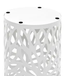 vidaXL Umbrella Stand Leaves Steel White