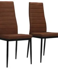 vidaXL Dining Chairs 2 pcs Brown Fabric