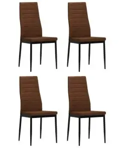 vidaXL Dining Chairs 4 pcs Brown Fabric