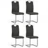 vidaXL Cantilever Dining Chairs 4 pcs Grey Faux Leather
