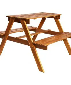 vidaXL Kids Picnic Table with Parasol 79x90x60 cm Solid Acacia Wood