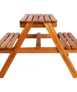 vidaXL Kids Picnic Table with Parasol 79x90x60 cm Solid Acacia Wood