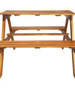 vidaXL Kids Picnic Table with Parasol 79x90x60 cm Solid Acacia Wood