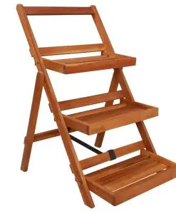 vidaXL 3-Tier Plant Stand 50x63x80 cm Solid Acacia Wood