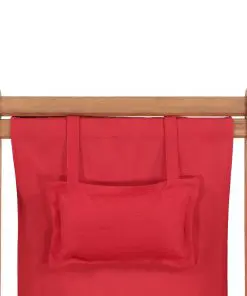 vidaXL Folding Beach Chair Fabric and Wooden Frame Red