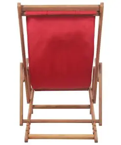 vidaXL Folding Beach Chair Fabric and Wooden Frame Red