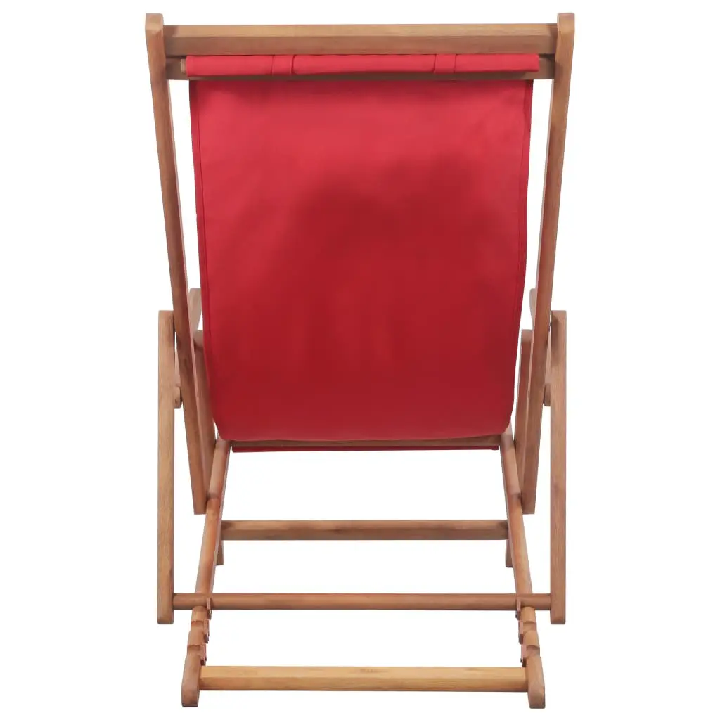vidaXL Folding Beach Chair Fabric and Wooden Frame Red