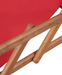 vidaXL Folding Beach Chair Fabric and Wooden Frame Red