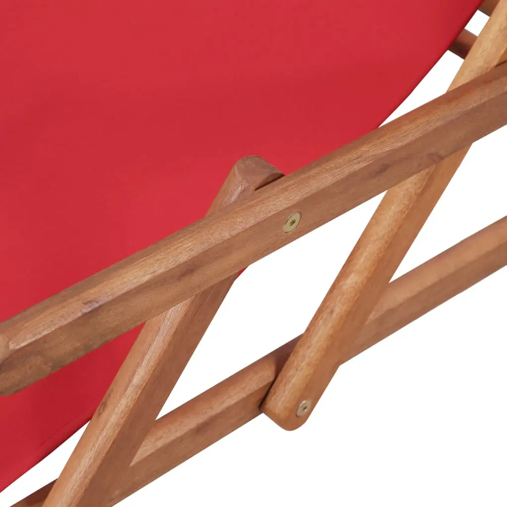 vidaXL Folding Beach Chair Fabric and Wooden Frame Red