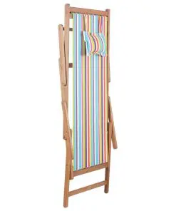 vidaXL Folding Beach Chair Fabric and Wooden Frame Multicolour