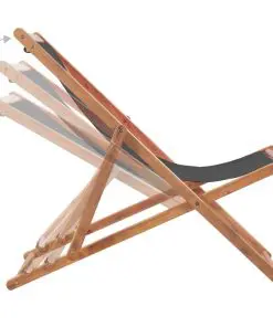 vidaXL Folding Beach Chair Fabric and Wooden Frame Grey