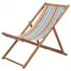 vidaXL Folding Beach Chair Fabric and Wooden Frame Multicolour