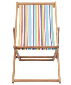 vidaXL Folding Beach Chair Fabric and Wooden Frame Multicolour