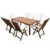 vidaXL 9 Piece Outdoor Dining Set with Cushions Solid Acacia Wood