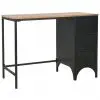 vidaXL Single Pedestal Desk Solid Firwood and Steel 100x50x76 cm