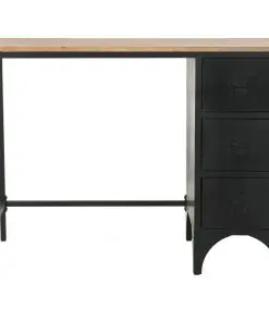 vidaXL Single Pedestal Desk Solid Firwood and Steel 100x50x76 cm