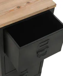 vidaXL Single Pedestal Desk Solid Firwood and Steel 100x50x76 cm