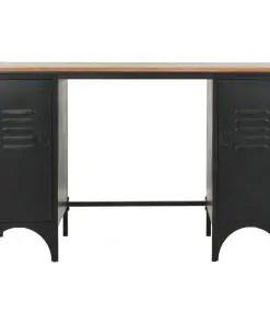 vidaXL Double Pedestal Desk Solid Firwood and Steel 120x50x76 cm