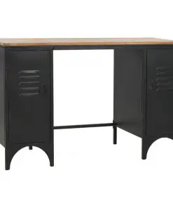 vidaXL Double Pedestal Desk Solid Firwood and Steel 120x50x76 cm