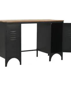 vidaXL Double Pedestal Desk Solid Firwood and Steel 120x50x76 cm