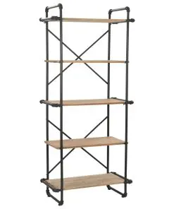 vidaXL Bookcase Solid Firwood and Steel 80x42x180 cm