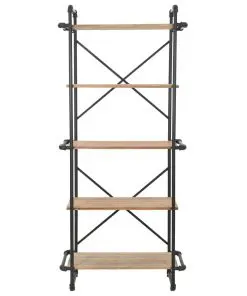 vidaXL Bookcase Solid Firwood and Steel 80x42x180 cm