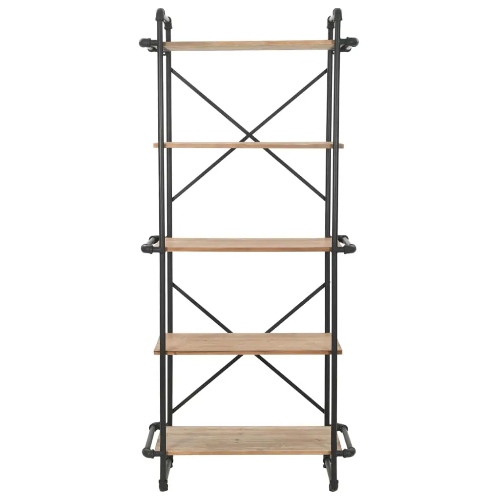 vidaXL Bookcase Solid Firwood and Steel 80x42x180 cm