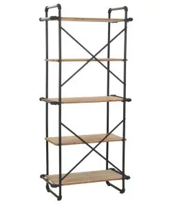 vidaXL Bookcase Solid Firwood and Steel 80x42x180 cm