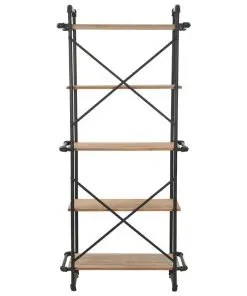 vidaXL Bookcase Solid Firwood and Steel 80x42x180 cm