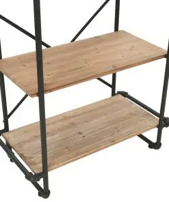 vidaXL Bookcase Solid Firwood and Steel 80x42x180 cm