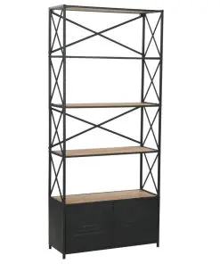 vidaXL Bookcase Solid Firwood and Steel 80×32.5×180 cm