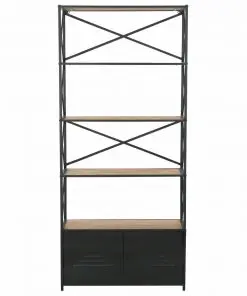 vidaXL Bookcase Solid Firwood and Steel 80×32.5×180 cm