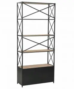 vidaXL Bookcase Solid Firwood and Steel 80×32.5×180 cm