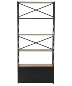 vidaXL Bookcase Solid Firwood and Steel 80×32.5×180 cm