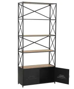 vidaXL Bookcase Solid Firwood and Steel 80×32.5×180 cm