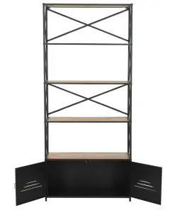 vidaXL Bookcase Solid Firwood and Steel 80×32.5×180 cm