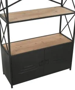 vidaXL Bookcase Solid Firwood and Steel 80×32.5×180 cm