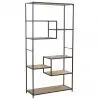 vidaXL Bookcase Solid Firwood and Steel 90.5x35x180 cm